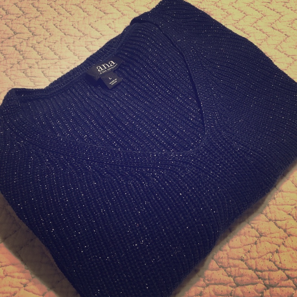 a.n.a. Deep blue sweater with silver shimmer. NWOT
